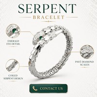 Ensemble de bijoux Canli Acc, bracelet et bague en laiton et zircon, design serpent tendance, plaqué or rose, pour fiançailles, mariage, fête, cadeau.