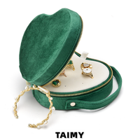 Boîtes à bijoux en velours en gros avec fermeture éclair, étui portable pour organiser les bijoux, boîte d'emballage personnalisée avec logo pour cadeau de Saint-Valentin