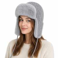 Chapeau d'hiver pour femme, chapeau à oreilles en fourrure avec attaches, chapeau russe Ushanka chaud et moelleux pour le ski, la neige et les activités de plein air