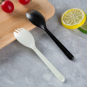 Disposable Plastic Spork White Solid Color Party Cutlery For Adults - Product Image 1