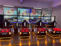 Simulateur de course à double écran Machine de jeu d'arcade à pièces de 65 pouces Machine de conduite d'amusement en plastique anglais Genre métal