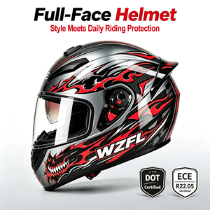 Casque de moto intégral DOT avec double visière, léger, modulaire, casque de moto rabattable - Product Image 1