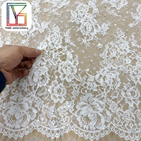 Nouveau tissu en dentelle française, dentelle florale, tissu perlé, dentelle Chantilly, tissu à sequins, dentelle cils, tissu perlé pour robe de mariée blanche