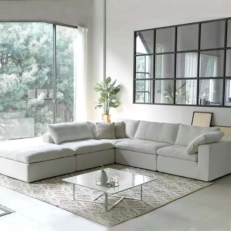 ATUNUS Modular Schnitts ofa Wohnzimmer Französische Möbel Tief sitzend Nordic Modern White Modular Sectional Couch Sofa garnituren