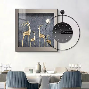 モダンホームデコレーション絵画壁時計シンプル背景壁リビングルームダイニングルーム時計クリスタル磁器絵画 - Product Image 1