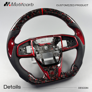 Volante de fibra de carbono forjado rojo personalizado para Honda Civic Si Type-R FK8 Coupe 10ª generación 2016-2021 CR-V - Product Image 3