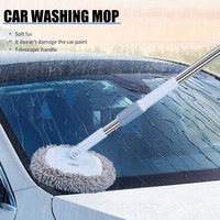 Balai Télescopique Léger à Fibre de Coton Simple, Ensemble de Nettoyage de Voiture en Acier Inoxydable avec Tête Plate et Manche en Fer Plastique pour Hôtels