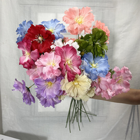 Usine En Gros Élégant Multi Couleur 3 Têtes Tige Faux Soie Hibiscus Artificielle Fleur D'hibiscus dans Un Vase pour La Décoration De Mariage