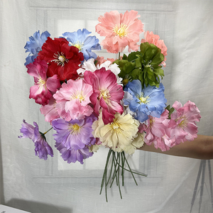 Usine En Gros Élégant Multi Couleur 3 Têtes Tige Faux Soie <span class=keywords><strong>Hibiscus</strong></span> Artificielle Fleur D'<span class=keywords><strong>hibiscus</strong></span> dans Un Vase pour La Décoration De Mariage - Product Image 1