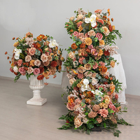 Arrangements floraux de mariage, couleurs d'automne, fleurs artificielles en soie, orange brûlé, centre de table de mariage d'automne, boule de fleurs de 60 cm