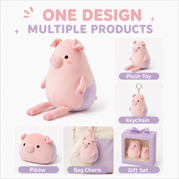 Jolie Peluche Cochon Rose Personnalisée en Polyester Doux, Figurine de Cochon Mignon, Décoration d'Intérieur, Anti-Stress, Faible MOQ, OEM ODM