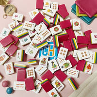 Set Mahjong Gaya Premium Cina dengan Ukiran Detail dan Cetakan Tajam untuk Hadiah Perjalanan ke Barat, Ubin Mahjong
