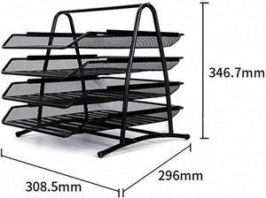 4 Tier <b>Shelf</b> Office <b>Desktop</b> Tray Rack Mesh Metal Desk Organizer File Rack Letter Tray A4 Papers Documents Holder Desk Organizer - Product Image 4
