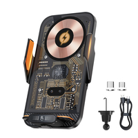 Support de téléphone magnétique sans fil 15W pour grille d'aération de voiture Cyberpunk Auto Sensor 360 °   Structure triangulaire rotative et stable pour iPhone