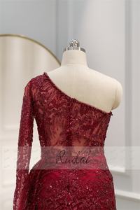 Ruolai LWC8119 sıcak tarzı uzun bir omuz akşam elbise boncuk bölünmüş süpürgelik balo kıyafetleri - Product Image 5