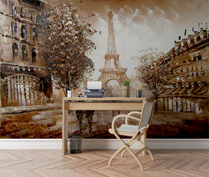 Paris Tour Eiffel Peinture À L'huile Moderne Ville Européenne Murale Étanche Installation Facile Personnalisé 3D <span class=keywords><strong>Papier</strong></span> Peint pour L'intérieur De La Maison - Product Image 3