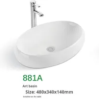 Évier en céramique moderne et simple, aspect granit, forme ovale, garantie 5 ans, pour salle de bain, balcon, hôtel, avec drain intégré et robinet monotrou
