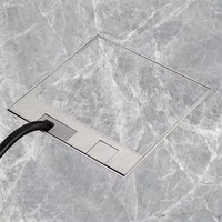 Prise de sol encastrée en alliage d'aluminium Boente, double prise AC 16A norme UE, couvercle rabattable, niveau IP44, 2 prises, réseau RJ45
