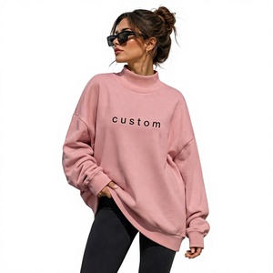 Women Oversized Mockneck Custom Loose Fit Pullover Modern Casual <b>Wardrobe</b> Essential Private Label Factory Supplier - Product Image 1