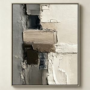 Quadro Astratto 3D Testurizzato Neutro con Cornice, Dipinto su Tela Beige Nero Bianco, Decorazione Wabi Sabi per Soggiorno e <span class=keywords><strong>Camera</strong></span> <span class=keywords><strong>da</strong></span> <span class=keywords><strong>Letto</strong></span> - Product Image 2