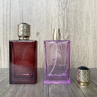 Kustom persegi panjang Vintage mewah 50ml datar persegi botol parfum kaca portabel kosong hitam merah botol parfum