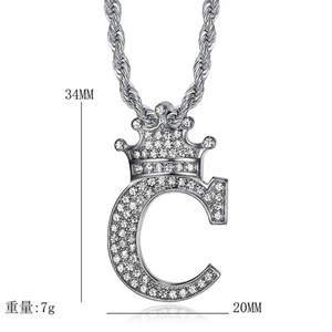 Hip-hop DIY Crown Letter Queen Name Letter Jewelry Stainless Steel 18k Gold Plated <b>Initial</b> Necklace - Product Image 6