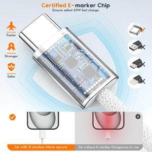 Câble USB-C universel d'usine 1m/2m, câble de charge rapide C vers C, câble de synchronisation de données 6ft, câbles pour téléphone portable certifiés CE, OEM personnalisé - Product Image 4
