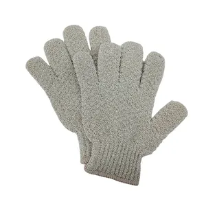 Hot Sale Polyester Cotton Exfoliating Five Finger Body Bath Glove Body Hand Glove Scrubs For Bathing