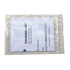 Custom Recycled Clear Travel Fedex Dhl Self-adhesive Packing List Back Side Pack Envelopes Enclosed Pouches With Zip Lock