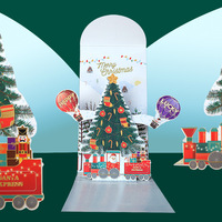 Carte de vœux 3D stéréo de Noël 2027 personnalisée, enveloppe rouge créative, style européen, en stock pour impression sur papier et carton