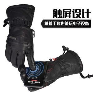 Cross Border Winter Genuine Leather Ski <b>Gloves</b> Black Touchscreen <b>Warm</b> Unisex Adult Sports <b>Gloves</b> - Product Image 1