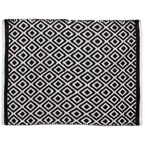 Tapis en coton à motif carré de diamant indien moderne fait à la main tailles personnalisées pour la maison salle de bain bureau salle à manger - Product Image 1