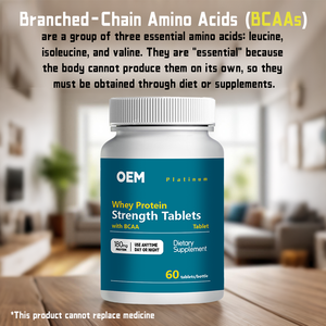 Comprimés de protéines de lactosérum OEM/ODM avec <span class=keywords><strong>BCAA</strong></span> |   Complément alimentaire pour la prise de masse musculaire et la récupération (marque blanche disponible) - Product Image 2
