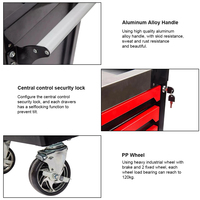 Carro de Herramientas Rodante Resistente con Ruedas con Freno Lateral de 5 Pulgadas y Superficie de Trabajo, Carro de Herramientas con 7 Cajones