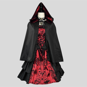Women European Style Court <b>Dress</b> <b>Plus</b> <b>Size</b> Halloween Costume Cosplay Black Red <b>Gothic</b> <b>Dress</b> With Lace Up Front - Product Image 2