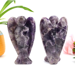 Vente en gros de figurines d'anges sculptées en pierres précieuses naturelles, statues d'anges en cristal poli pour la décoration de la maison - Product Image 4