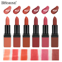 Rouge à lèvres mat soyeux hydratant, anti-transfert, waterproof, longue tenue, pigment riche, 6 teintes, OEM ODM, étiquette privée personnalisée