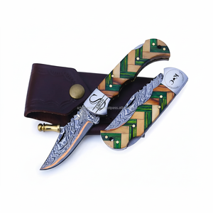 Custom Designed Damascus Steel Folding <b>Knife</b> Copper Engraved Wood Pocket Leather Sheath Custom Packing-OEM Drop Shipping - Product Image 1