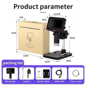 <span class=keywords><strong>Microscope</strong></span> stéréo numérique monoculaire ABS 16MP Full HD 1080P d'origine avec lumière LED Caméra de <span class=keywords><strong>microscope</strong></span> trinoculaire vidéo industrielle - Product Image 6