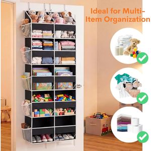 Over The Door Organizer 1 Pack 10 Compartments <b>Black</b> Hanging Storage For Clothing Baby Products Behind Door Wall Mount <b>Hook</b> Type - Product Image 5