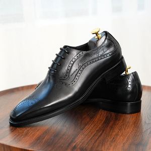 High-quality Genuine Leather Men's Oxford <b>Shoes</b>-luxurious Business Style Pointed-toe Custom-made <b>Height</b> <b>Increasing</b> - Product Image 5