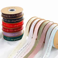 De hoja de oro corazón patrón Logo tejer grogrén (ligamento tafetán cinta de 2,5 cm de cinta impresa cinta para regalos