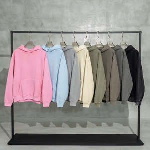 Sweat-shirt à capuche ample vintage délavé en molleton épais 400 g/m² doublé, vierge, personnalisable, vente en gros - Product Image 1