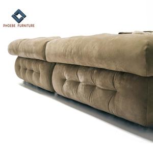 Nubuck โซฟาหนังแท้นุ่มลายไม้, ชุดโซฟาขนห่านแบบแยกส่วนพร้อมเอฟเฟกต์ผ้านวม - Product Image 4