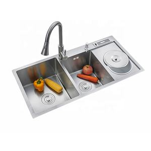 Double bol avec évier de cuisine, produit fait main, vente en gros, anti-projections - Product Image 3