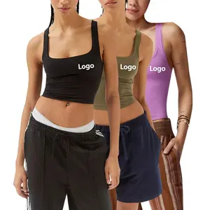 custom ladies spaghetti strap ribbed womens fitness womens tube top sleeveless workout women crop top y2k tank top