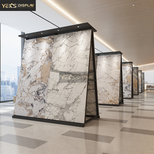 Présentoirs pliables portables double face Yeks personnalisés pour plaques de marbre et de roche, pour présentation verticale sur le sol en métal en showroom - Product Image 1