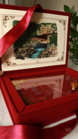 Boîtes d'invitation de mariage en acrylique de luxe en velours cerise foncé avec rubans décorations magnétiques de Quinceanera pour la première communion