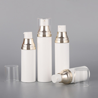 Flacon pompe sans air rond de luxe doré 50ml 80ml 100ml 120ml pour nettoyant visage, sérum, crème pour le visage, format voyage, ensemble de soins de la peau