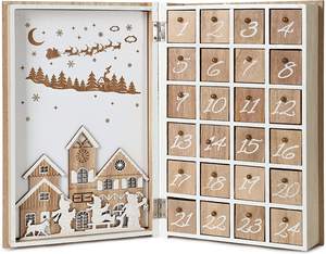 Caja de sellado magnético con calendario navideño de 24 días personalizado Logotipo de madera en relieve papel de materiales reciclados - Product Image 6